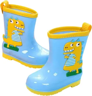 Kids Dinosaur Printed Rain Shoes Outdoor Non Slip Rain Boots Children's Teenage Mud Boots with Non Big Kids Winter Boots