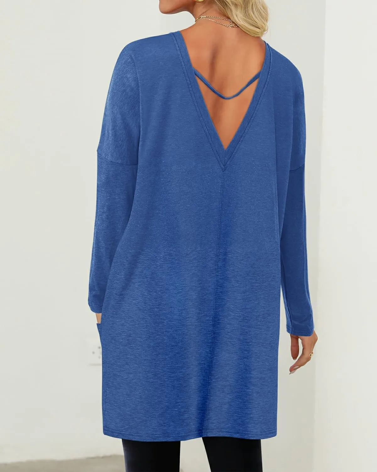 KISSMODA Womens Casual Tunic Tops for Leggings Long Sleeve Fall Shirts with Pockets