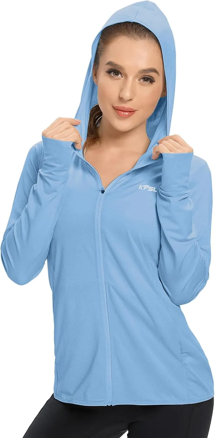 KPSUN Women's UPF 50  UV Sun Protection Clothing Zip Up Hoodie SPF Long Sleeve Sun Shirt Fishing Hiking Outdoor Jacket