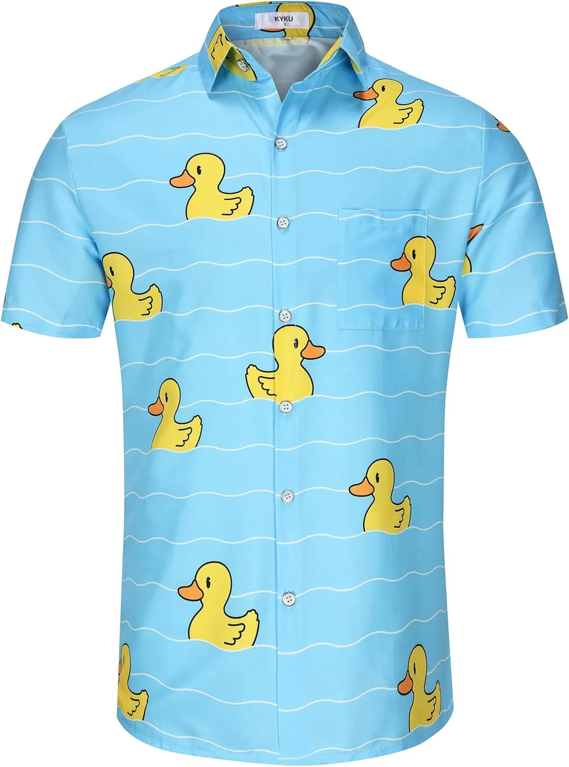 KYKU Men's Casual Button-Down Shirts Hawaiian Shirt Short Sleeve Beach Clothes with Pockets