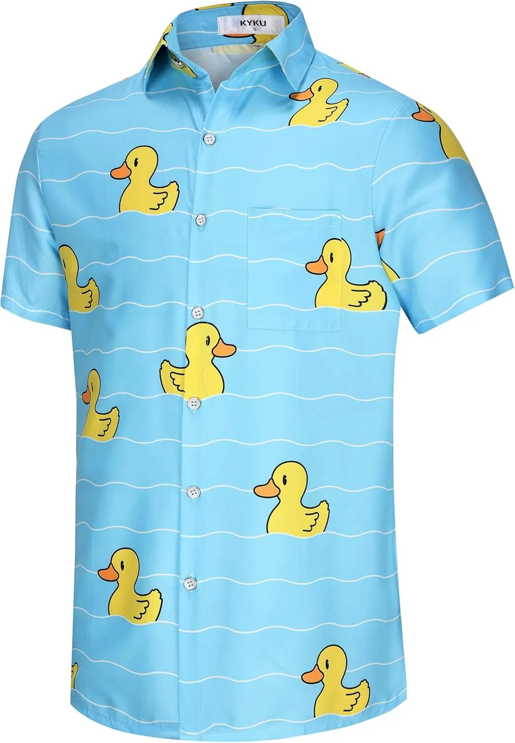 KYKU Men's Casual Button-Down Shirts Hawaiian Shirt Short Sleeve Beach Clothes with Pockets