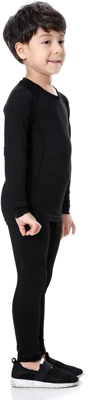 LANBAOSI Boys & Girls Long Sleeve Compression Shirts and Pant 2 Pcs Set