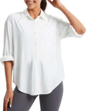 Libin Women's Sun Protection Shirts Long Sleeve UPF50  Button Down Shirt Quick Dry Swim Beach Cover Up for Hiking Safari