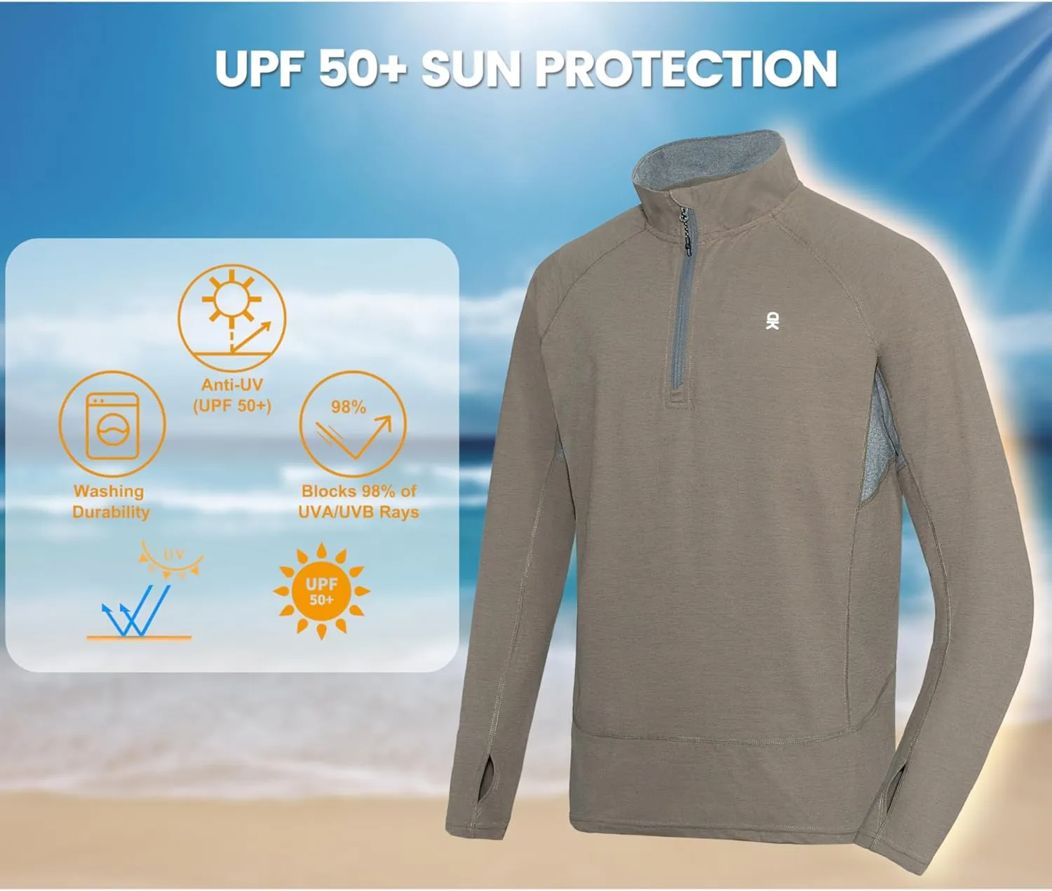 Little Donkey Andy Men's Lightweight Quarter Zip Pullover,UPF 50  Long Sleeve Athletic Shirts for Outdoor Running Golf