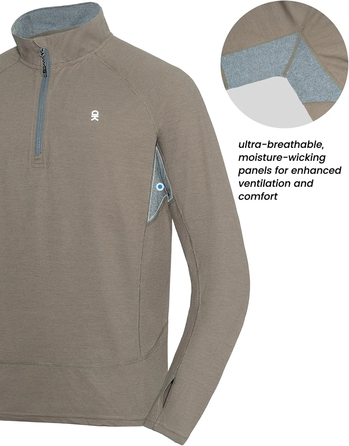 Little Donkey Andy Men's Lightweight Quarter Zip Pullover,UPF 50  Long Sleeve Athletic Shirts for Outdoor Running Golf