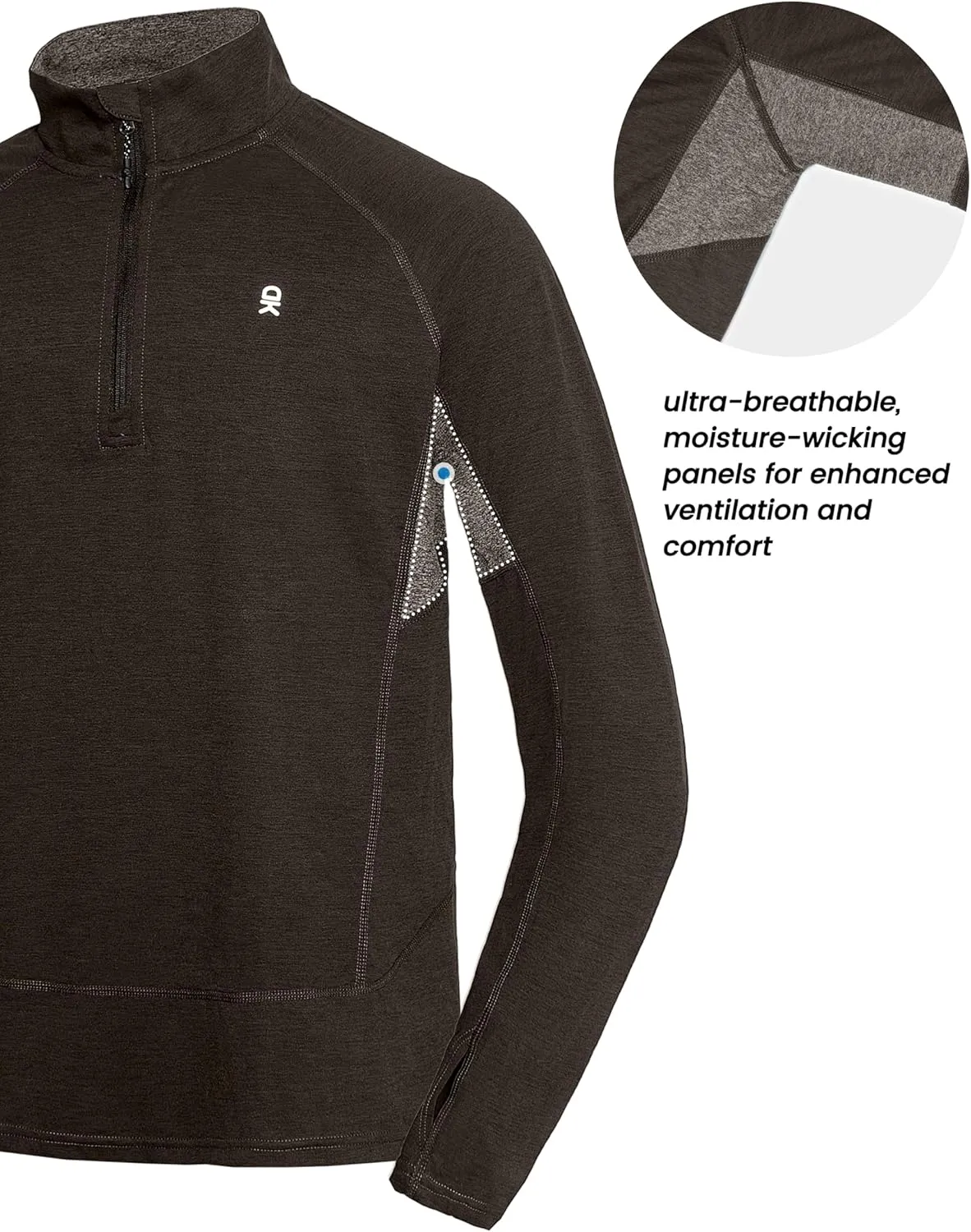 Little Donkey Andy Men's Lightweight Quarter Zip Pullover,UPF 50  Long Sleeve Athletic Shirts for Outdoor Running Golf