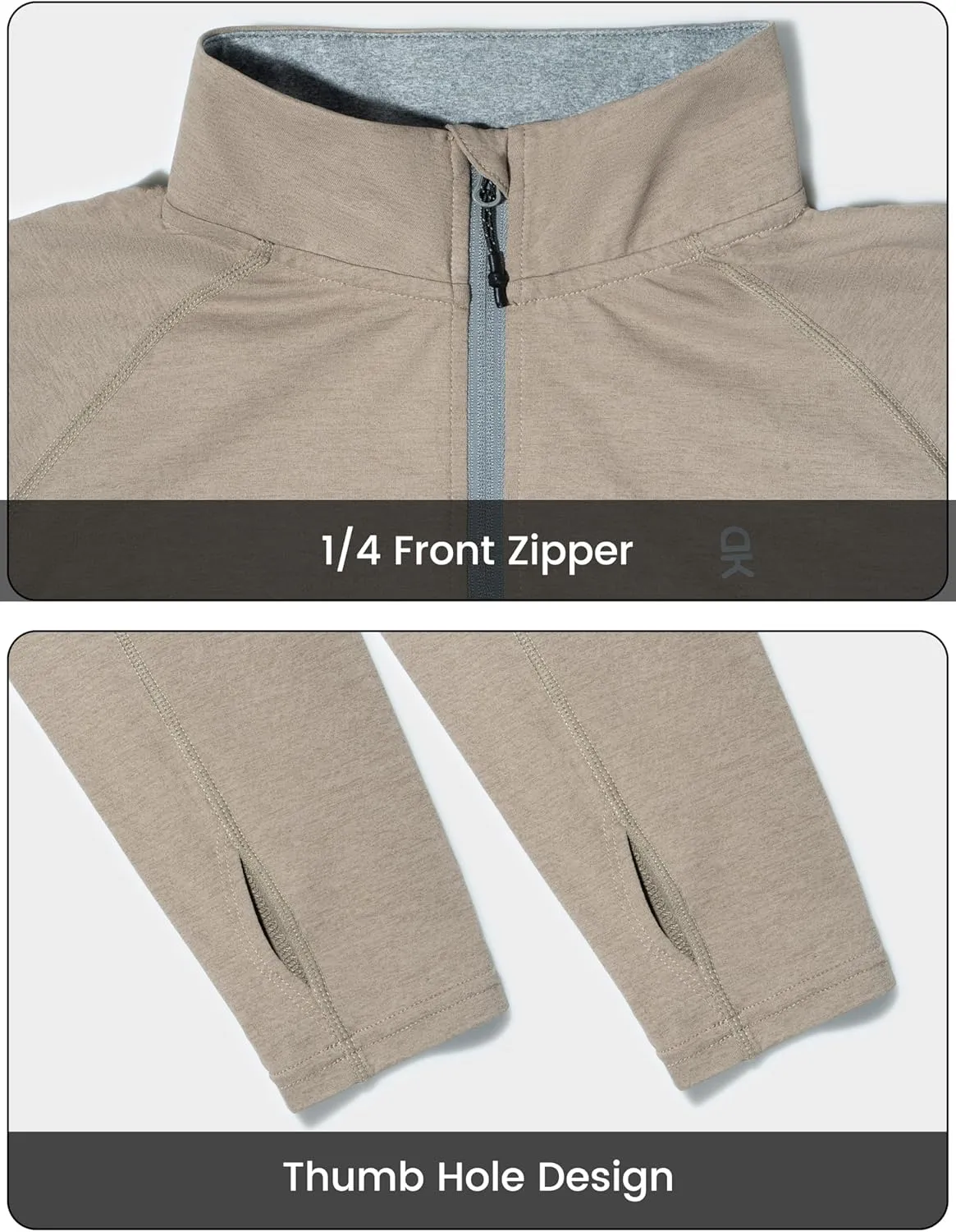 Little Donkey Andy Men's Lightweight Quarter Zip Pullover,UPF 50  Long Sleeve Athletic Shirts for Outdoor Running Golf