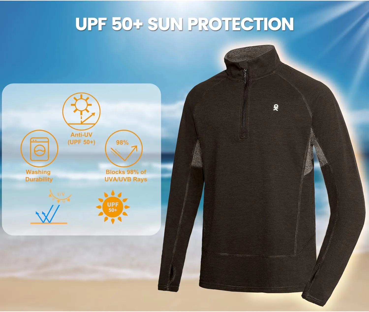 Little Donkey Andy Men's Lightweight Quarter Zip Pullover,UPF 50  Long Sleeve Athletic Shirts for Outdoor Running Golf