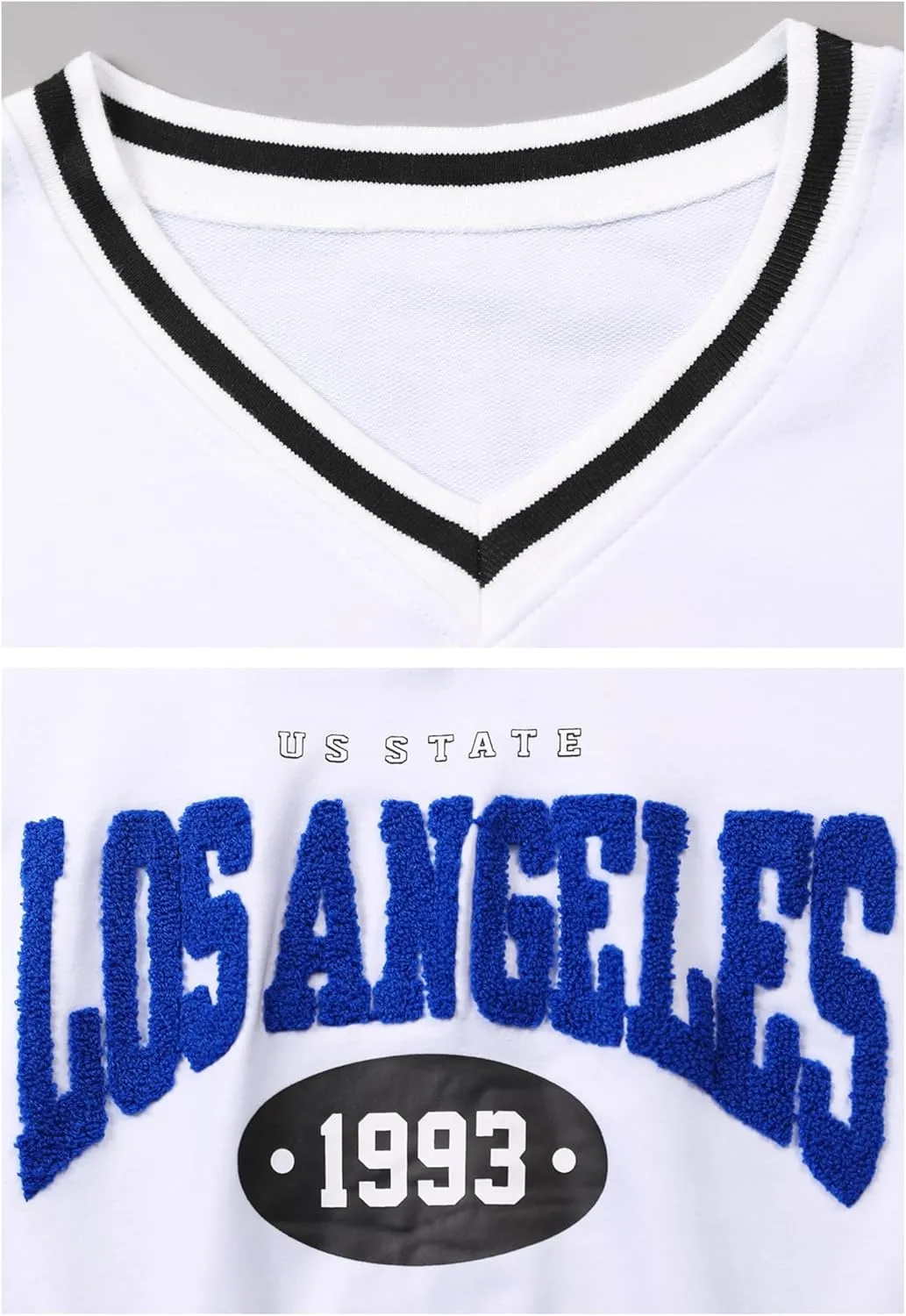 LovelyWholesale Women Oversized Graphic Sweatshirt Los Angeles Long Sleeve Shirts V Neck Tops