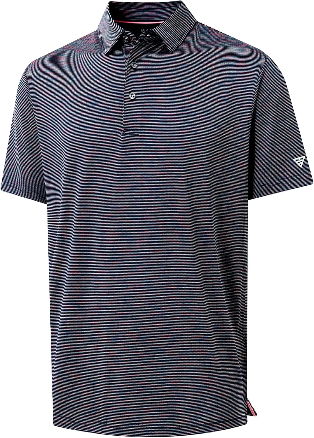 M MAELREG Golf Shirts for Men Print Performance Moisture Wicking Dry Fit Heather Stripe Collared Mens Polo Shirt Short Sleeve