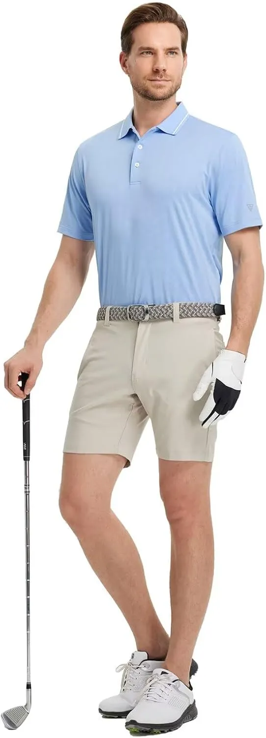 M MAELREG Mens Polo Shirts Short Sleeve Jacquard Performance Moisture Wicking Lightweight Casual Active Mens Golf Shirt