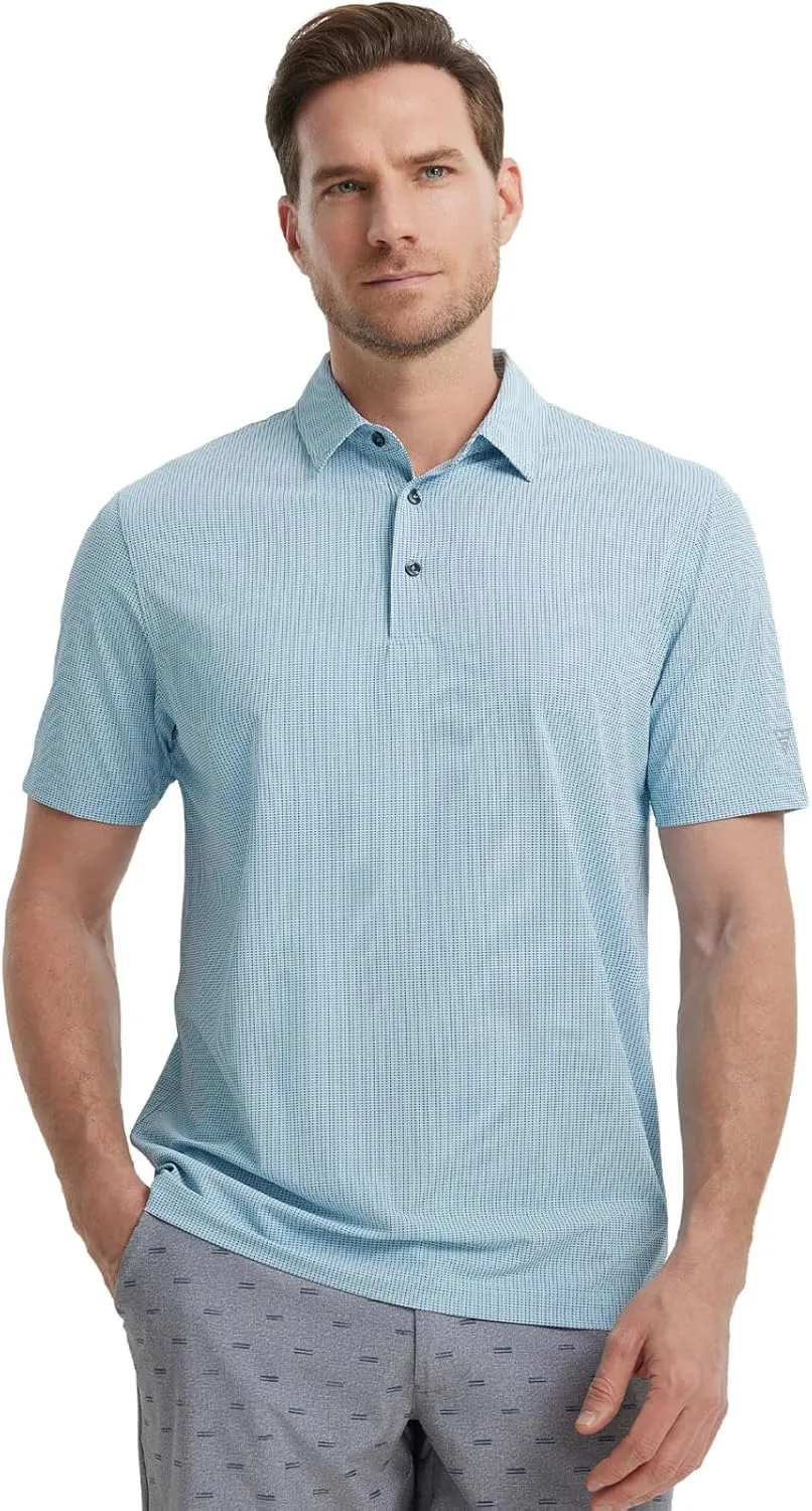 M MAELREG Mens Polo Shirts Short Sleeve Quick Dry Moisture Wicking Athletic Performance Jacquard Collared Golf Shirt for Men