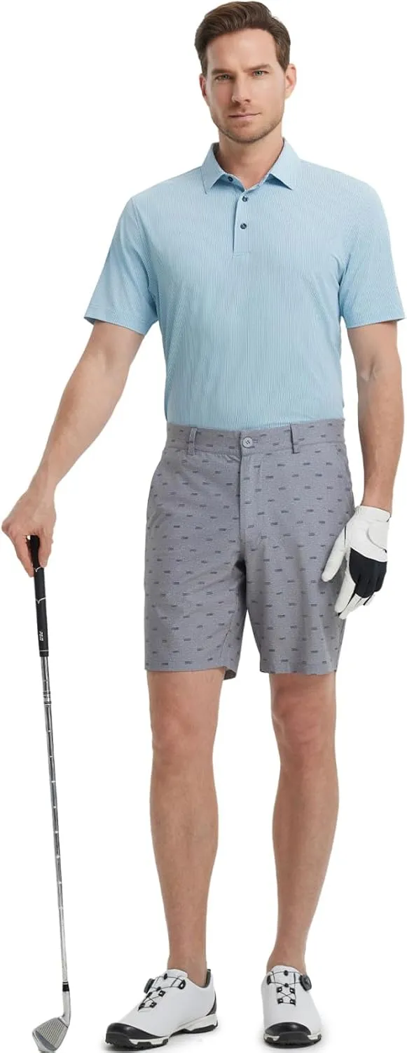 M MAELREG Mens Polo Shirts Short Sleeve Quick Dry Moisture Wicking Athletic Performance Jacquard Collared Golf Shirt for Men