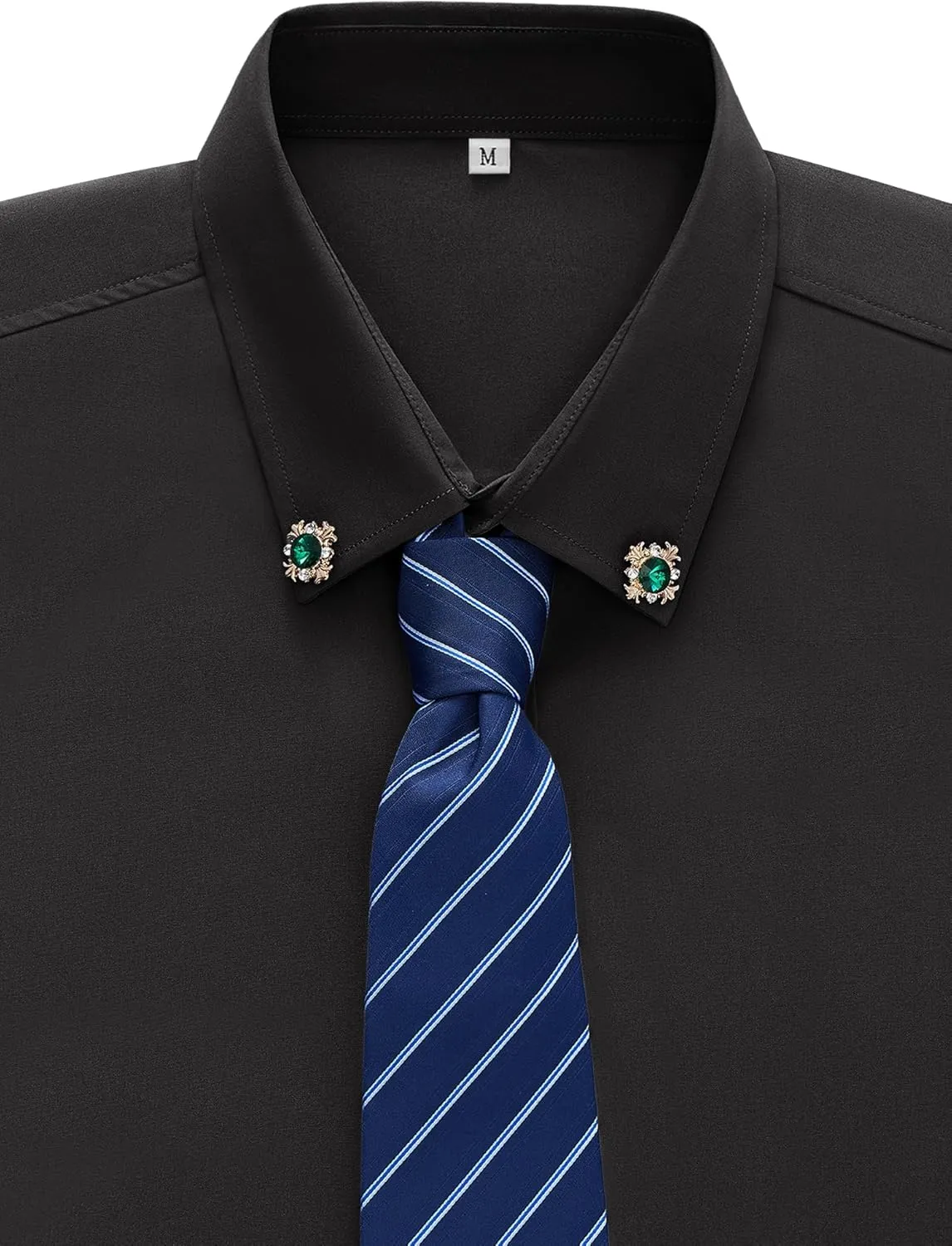 MAGE MALE Men's Dress Shirts Solid Long Sleeve Stretch Wrinkle-Free Formal Shirt Business Casual Button Down Tops