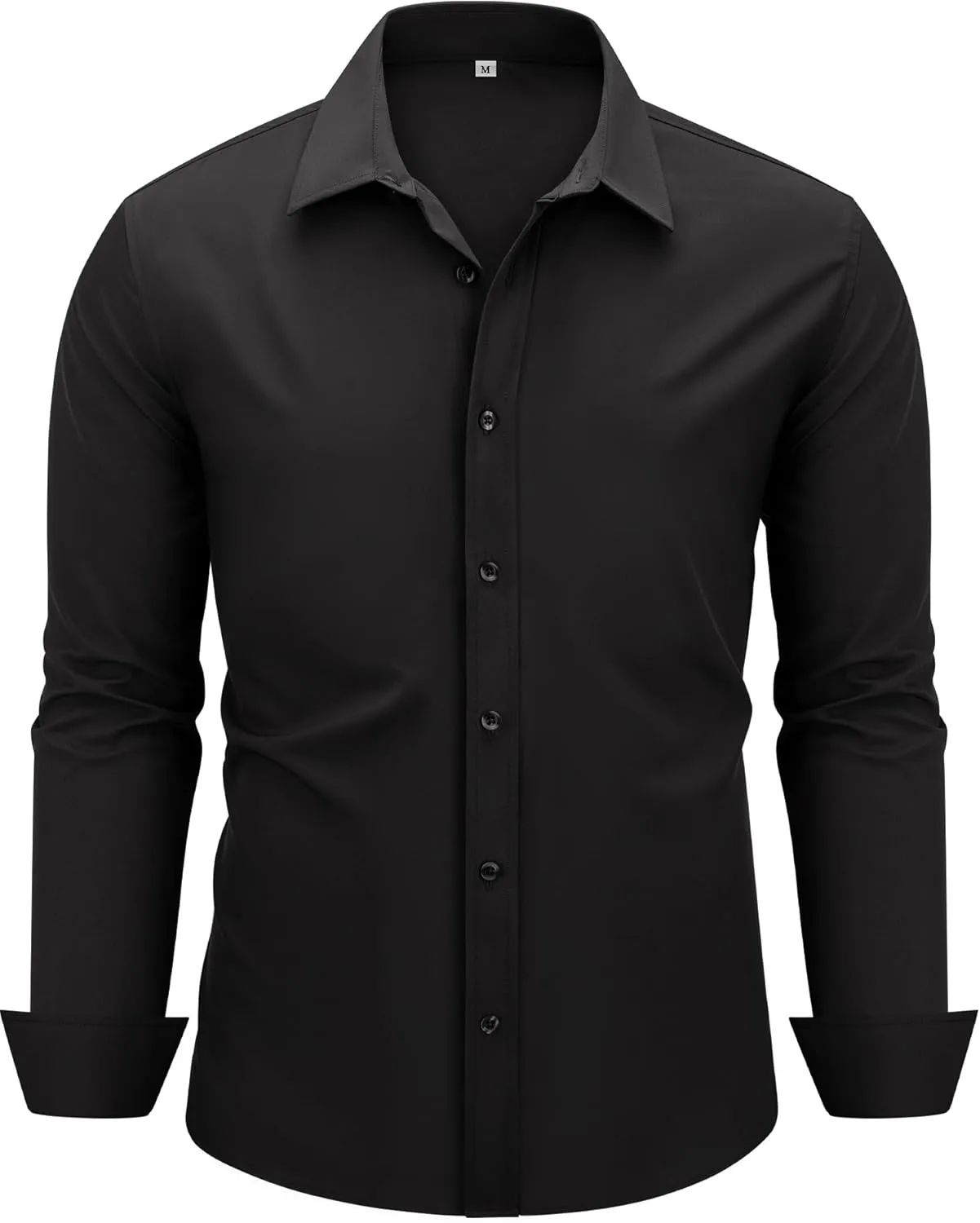 MAGE MALE Men's Dress Shirts Solid Long Sleeve Stretch Wrinkle-Free Formal Shirt Business Casual Button Down Tops