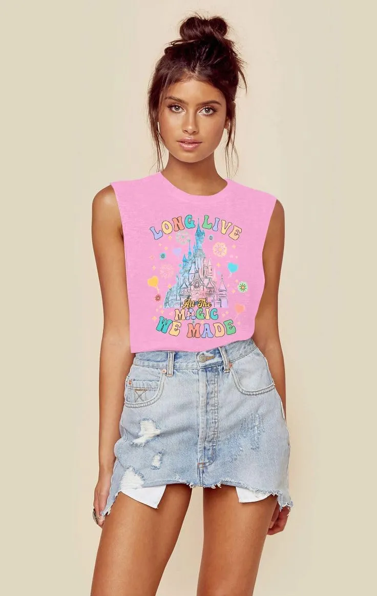 Magical Castle Tank Top Women: Magic Kingdom Shirts Cute Graphic Holiday Vest Summer Vacation Sleeveless Shirt