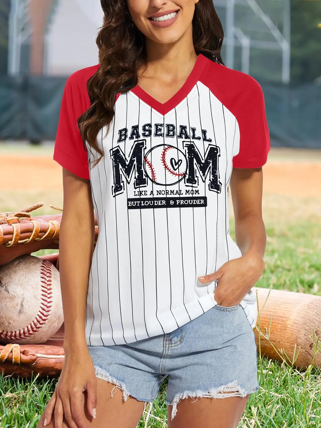 Mama Shirts for Women Color Block Mama Letters Print T Shirt Casual Mothers Gift Top Short SleeveTops