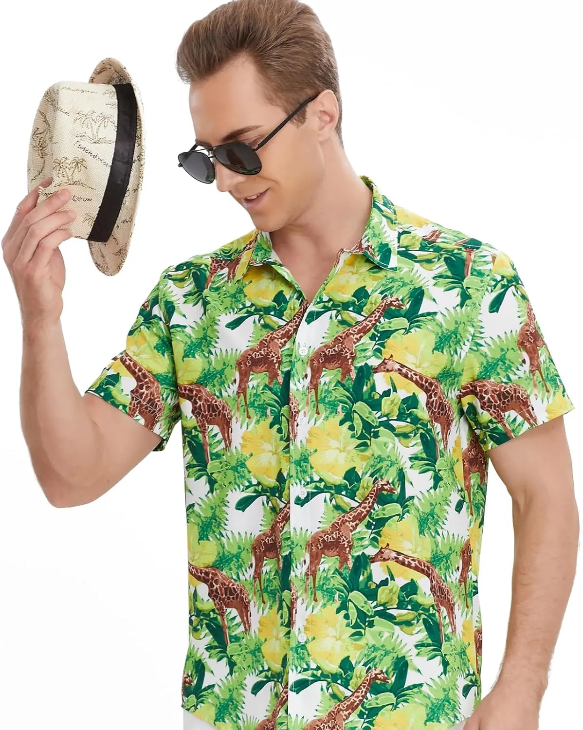 MCULIVOD Men's Hawaiian Tropical Shirts, Printing Short Sleeve Casual Button Down Shirt