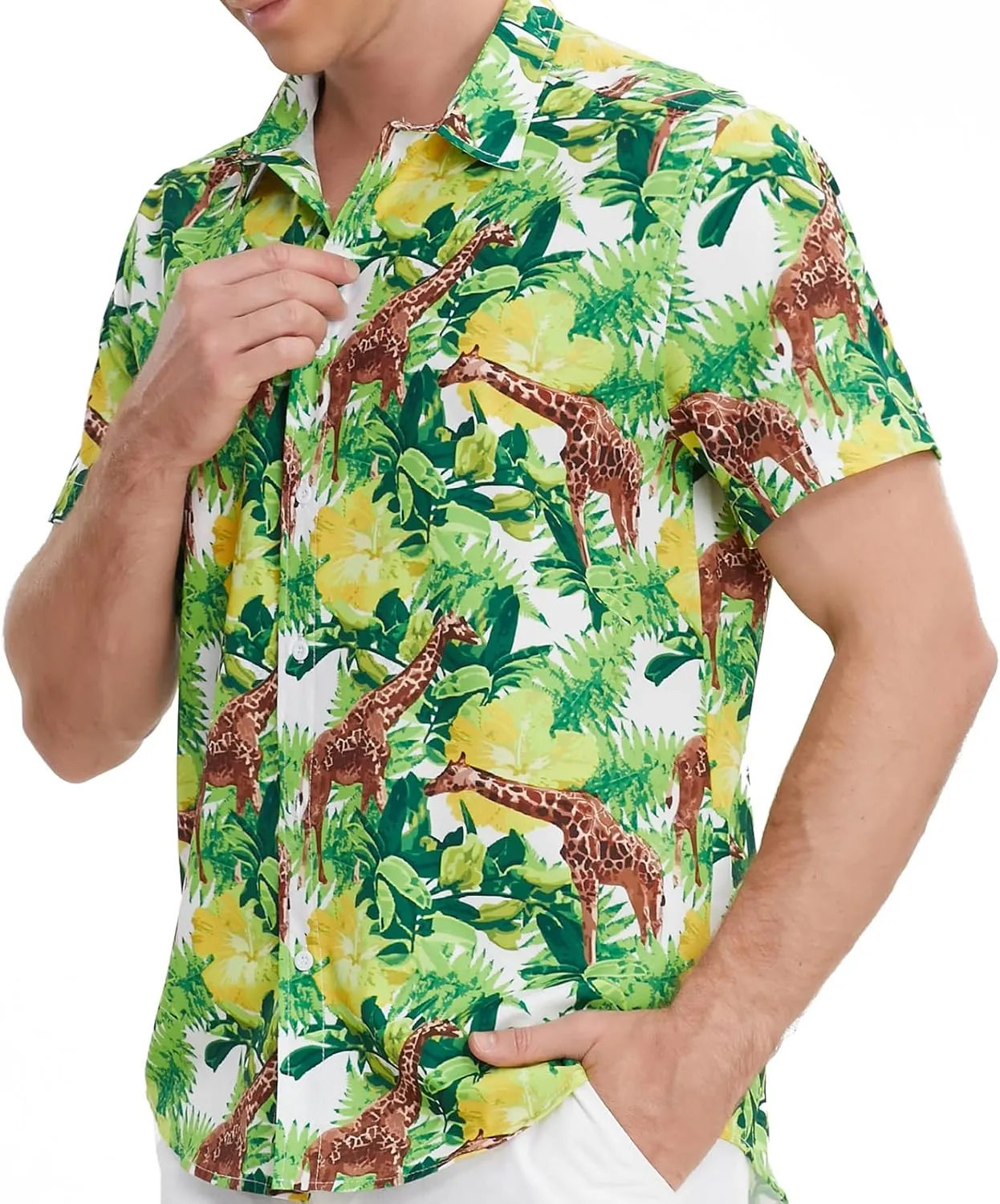 MCULIVOD Men's Hawaiian Tropical Shirts, Printing Short Sleeve Casual Button Down Shirt