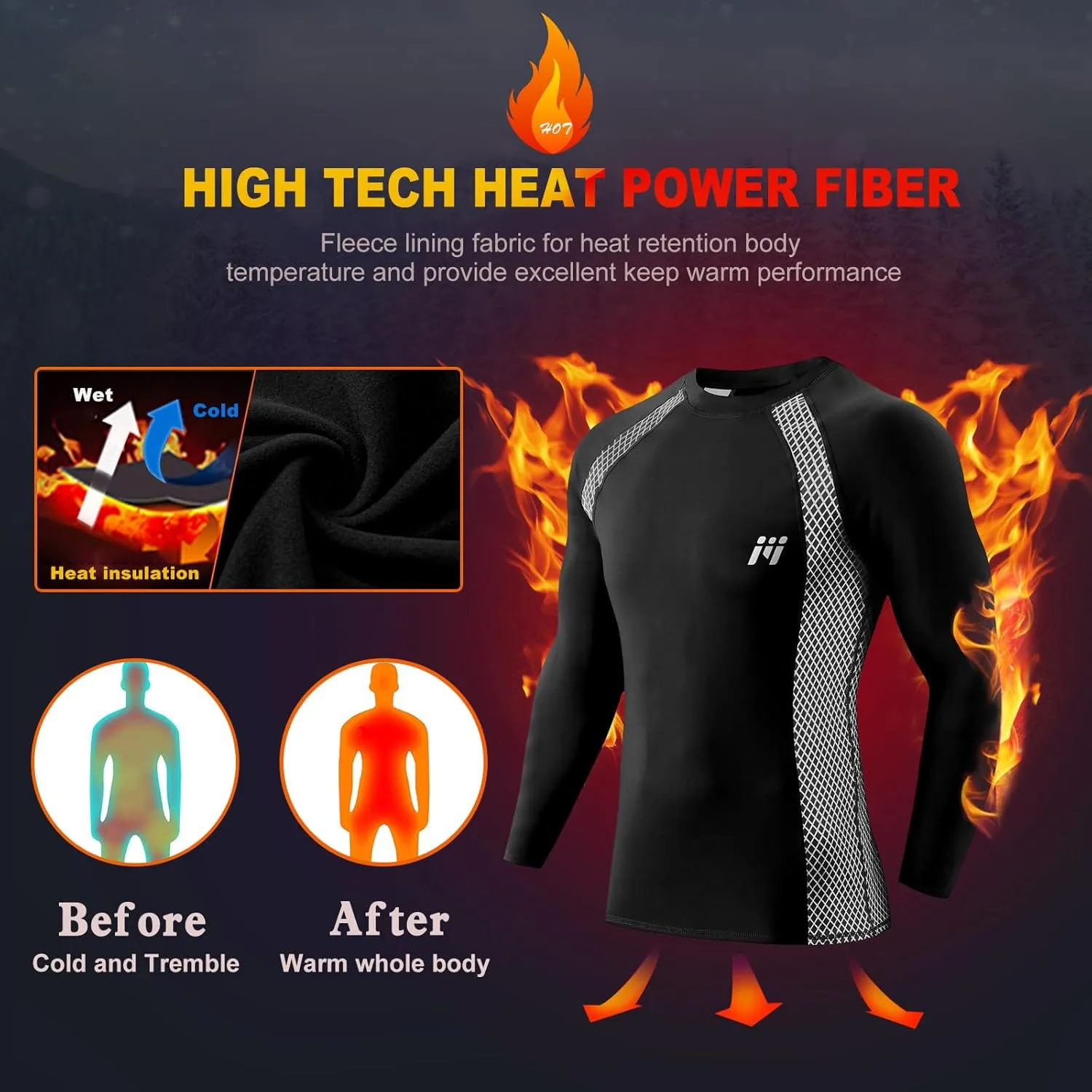 MEETWEE Thermal Shirts for Men, Mens Thermal Long Sleeve Shirt, Thermal Tops Men, Fleece Lined Undershirt Base Layer