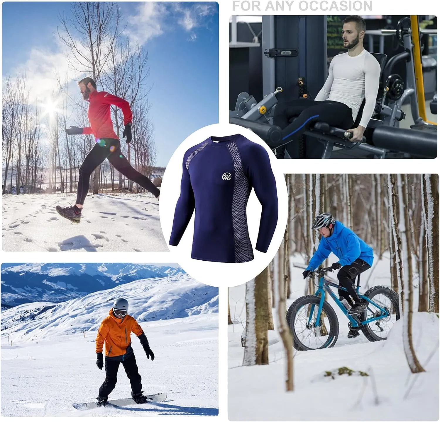 MEETWEE Thermal Shirts for Men, Mens Thermal Long Sleeve Shirt, Thermal Tops Men, Fleece Lined Undershirt Base Layer