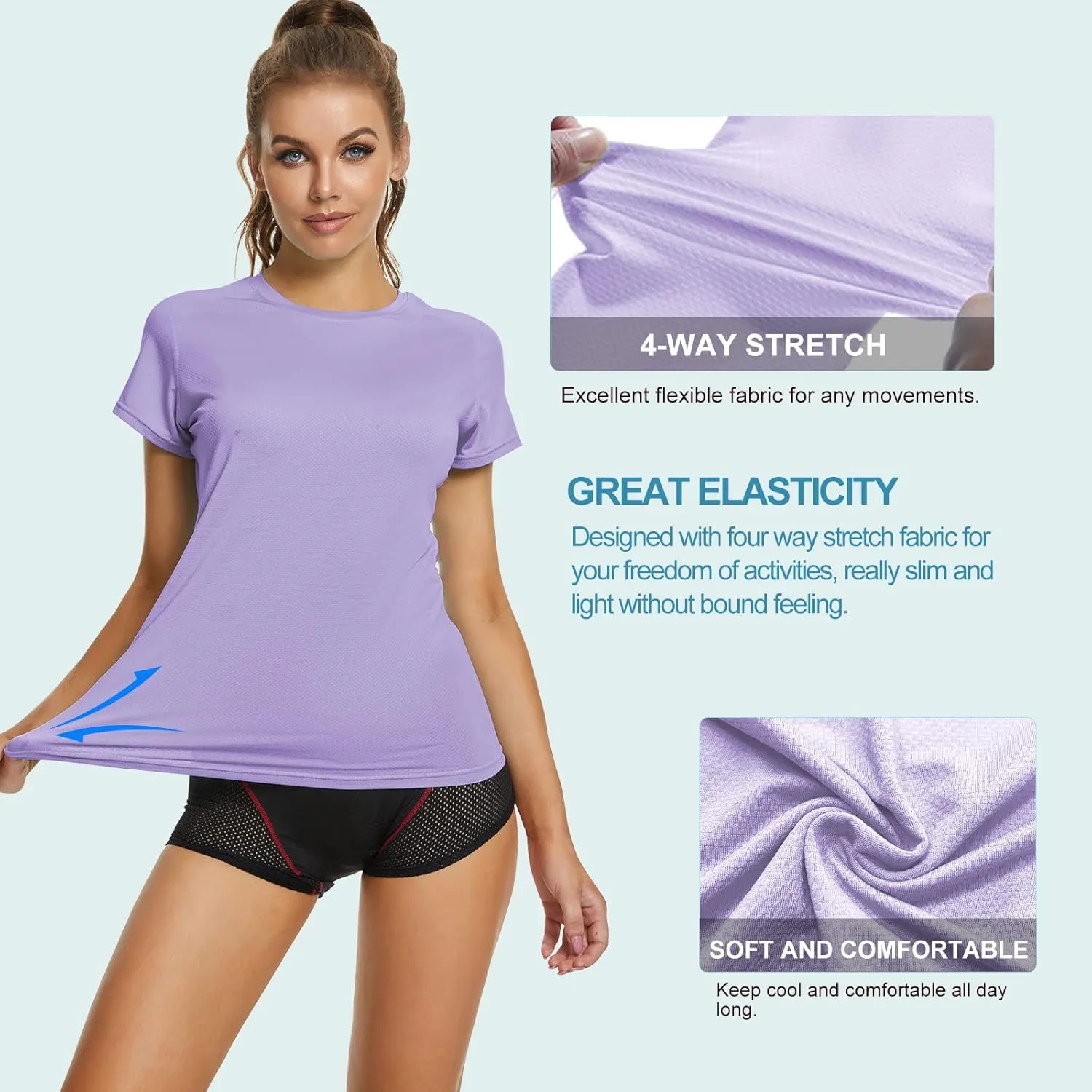 MEETYOO Womens Short Sleeve Rash Guard Swim, Quick Dry Outdoor Sun Protection T-Shirt