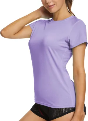 MEETYOO Womens Short Sleeve Rash Guard Swim, Quick Dry Outdoor Sun Protection T-Shirt
