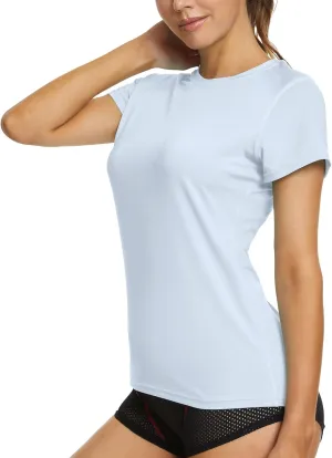MEETYOO Womens Short Sleeve Rash Guard Swim, Quick Dry Outdoor Sun Protection T-Shirt