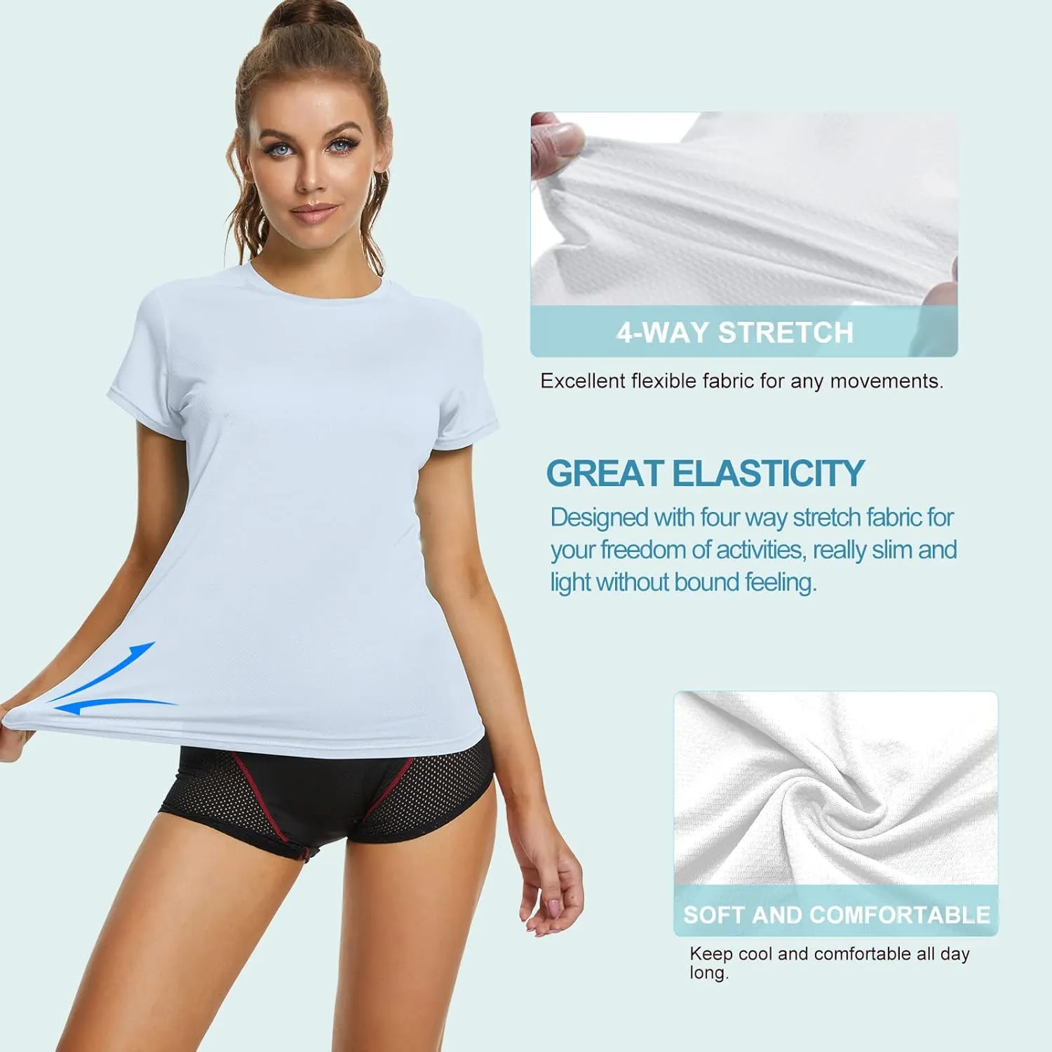 MEETYOO Womens Short Sleeve Rash Guard Swim, Quick Dry Outdoor Sun Protection T-Shirt