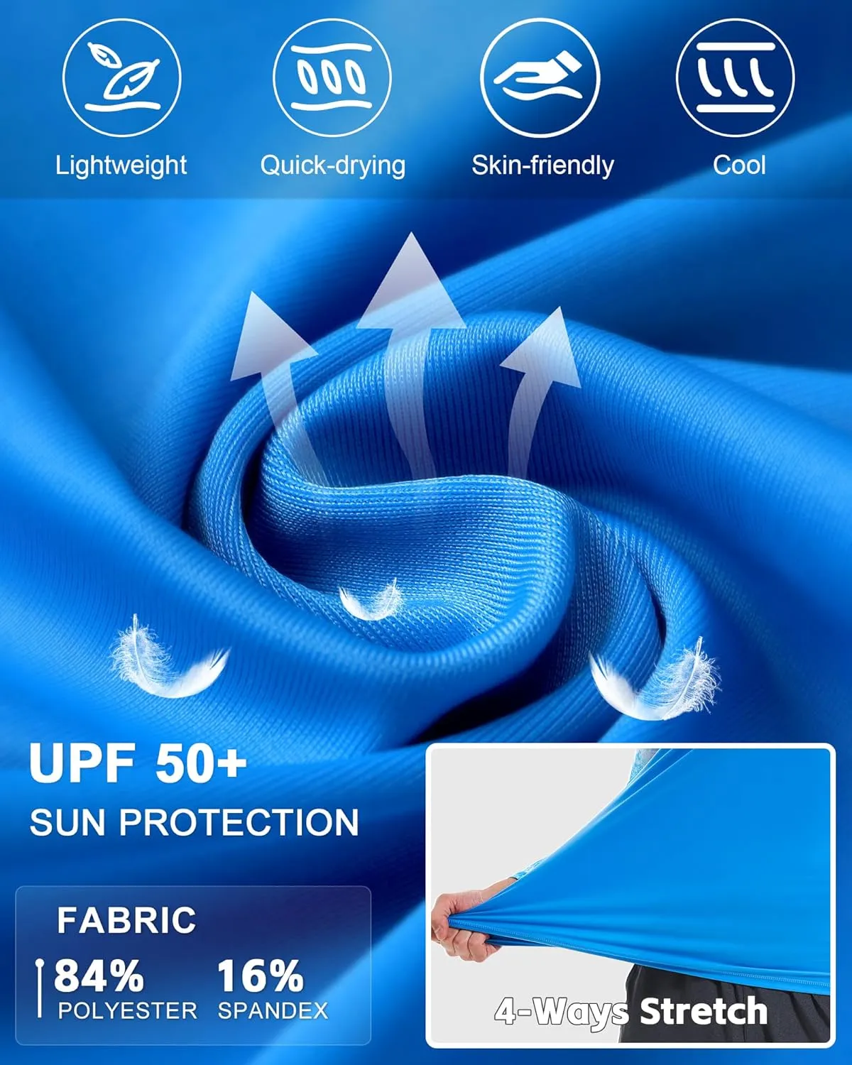 Men Long Sleeve Swim Shirts, UV Sun Protection Rash Guard, UPF 50  Fishing Base Layer