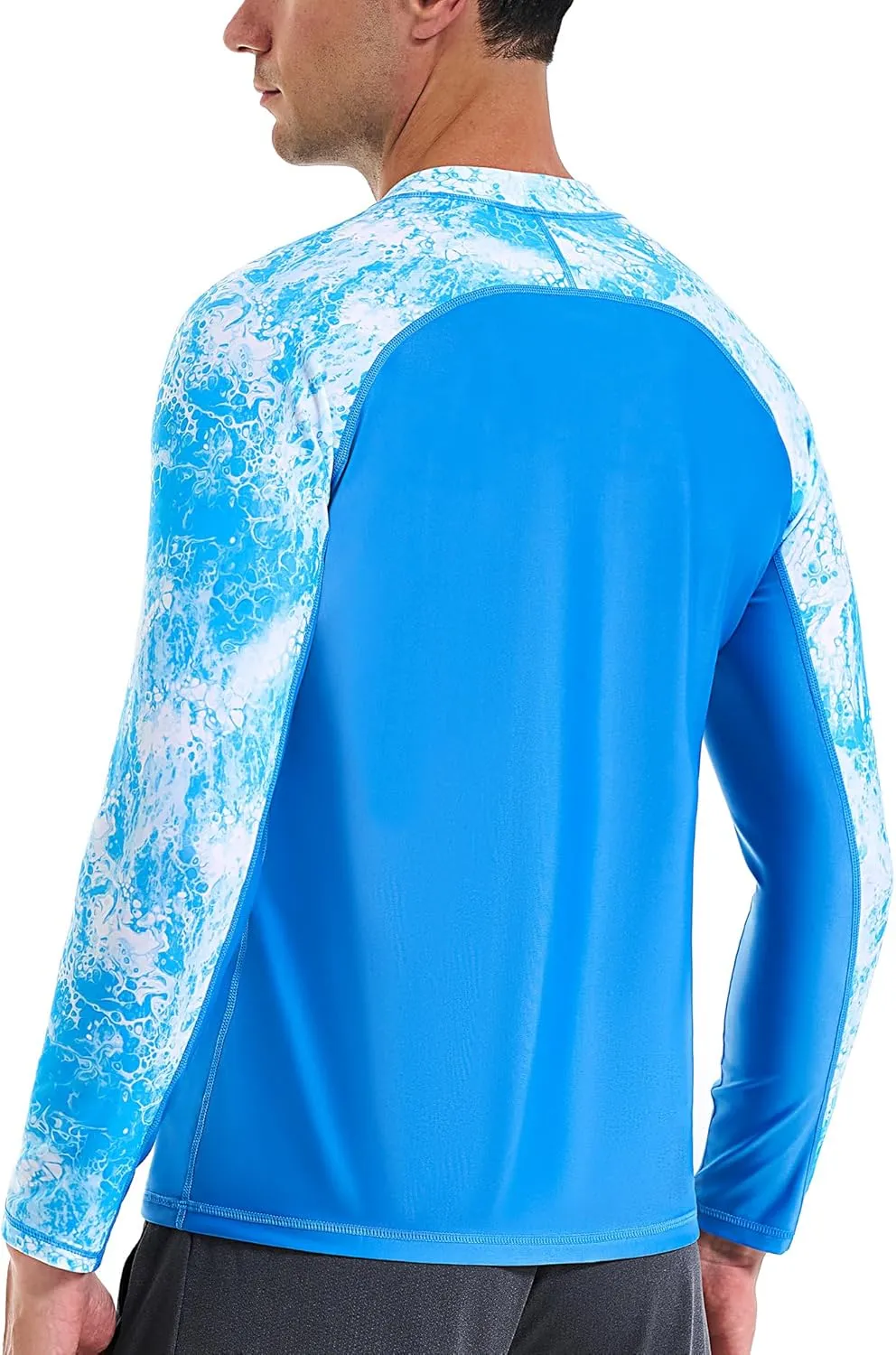 Men Long Sleeve Swim Shirts, UV Sun Protection Rash Guard, UPF 50  Fishing Base Layer
