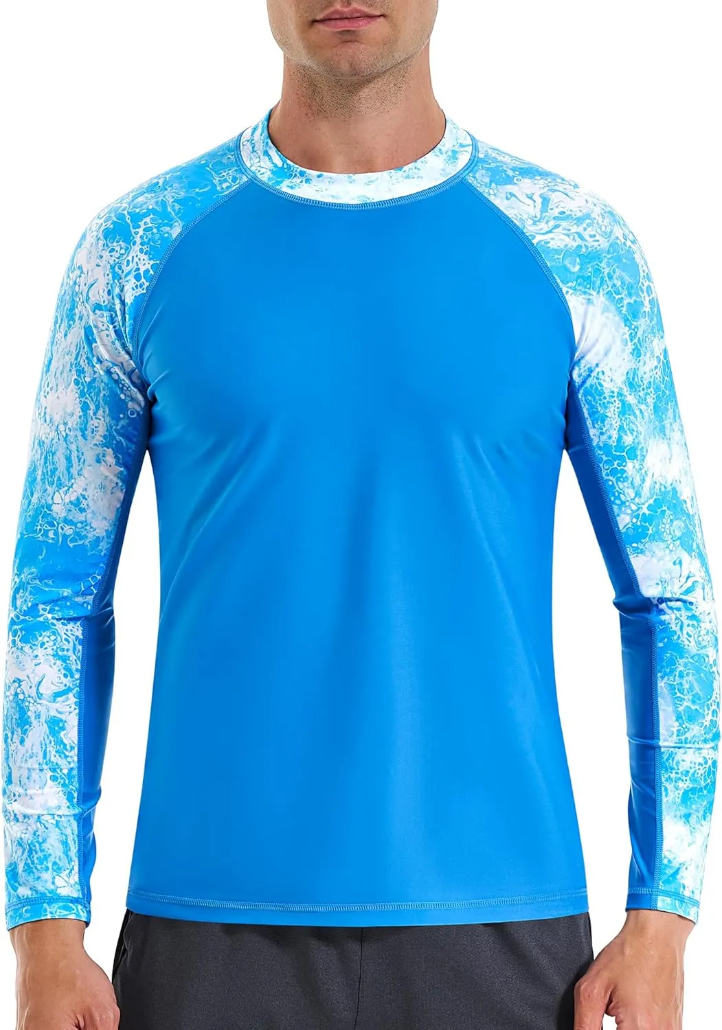 Men Long Sleeve Swim Shirts, UV Sun Protection Rash Guard, UPF 50  Fishing Base Layer