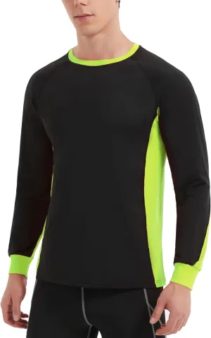 Men's 2-Tone Side Blocked Long Sleeve Crew Neck Slim Fit Active Stretch Shirt