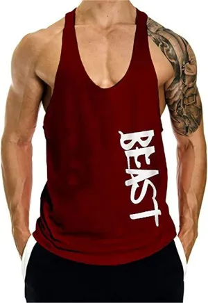 Men's Beast Workout Sport Muscle Tank Tops Gym Bodybuilding Fitness Sleeveless Shirts