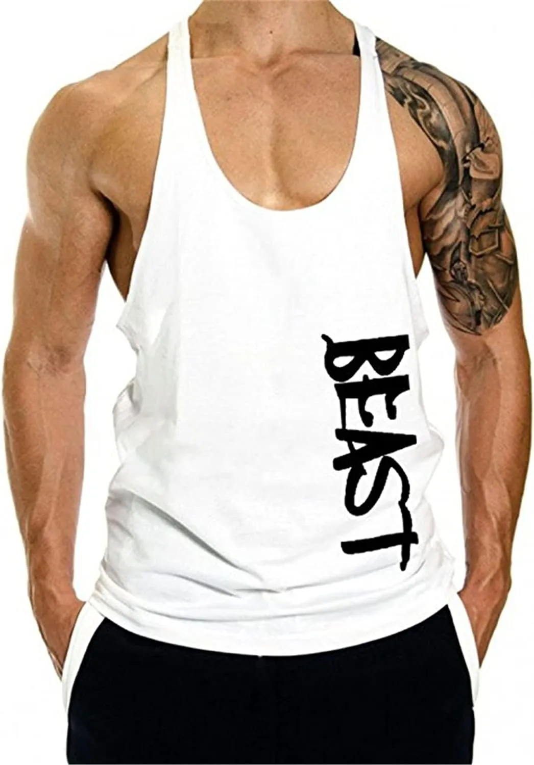 Men's Beast Workout Sport Muscle Tank Tops Gym Bodybuilding Fitness Sleeveless Shirts
