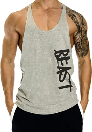 Men's Beast Workout Sport Muscle Tank Tops Gym Bodybuilding Fitness Sleeveless Shirts