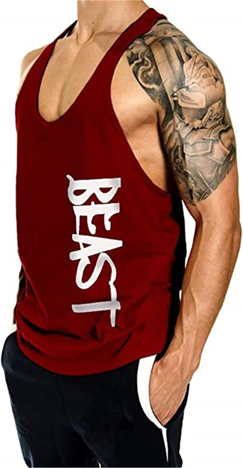Men's Beast Workout Sport Muscle Tank Tops Gym Bodybuilding Fitness Sleeveless Shirts