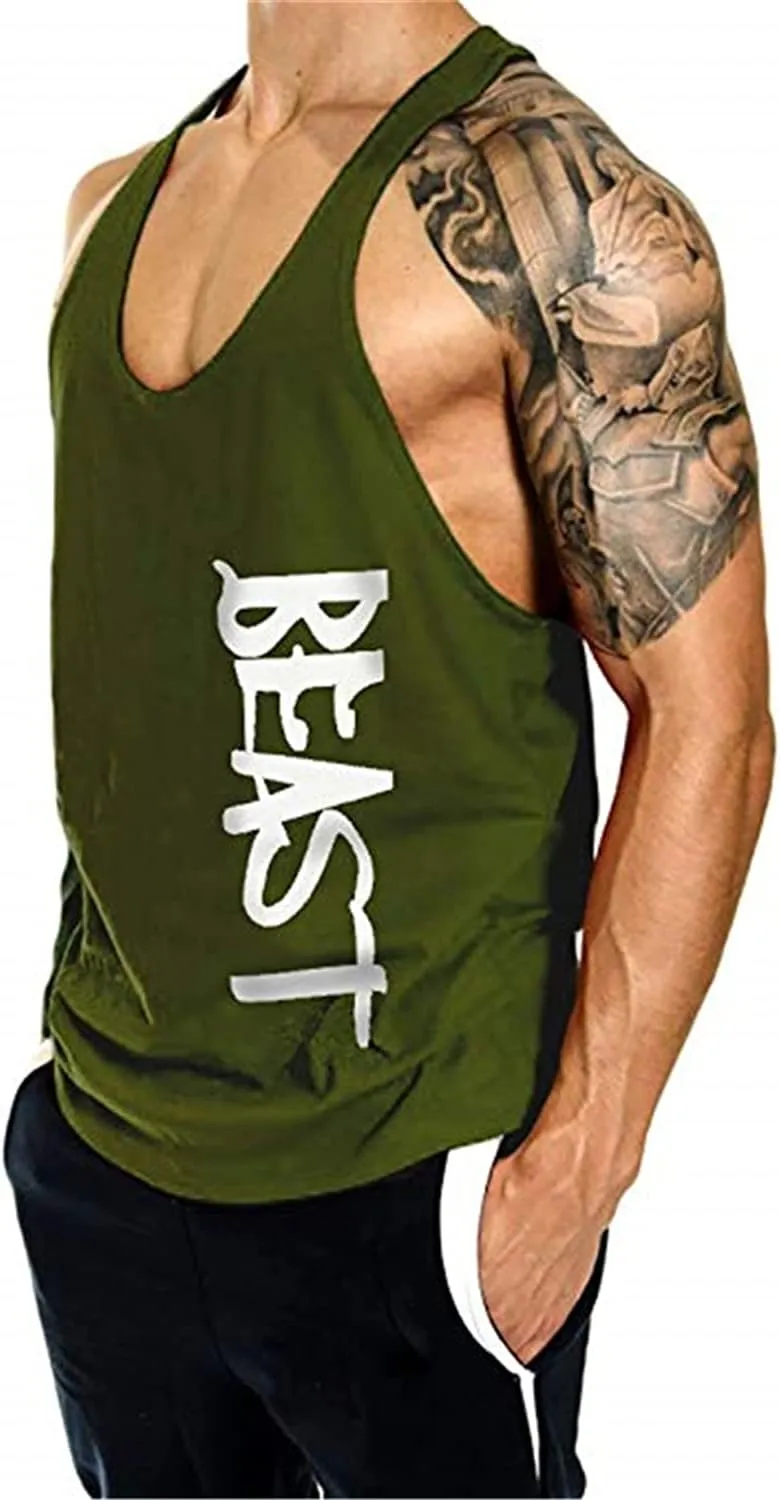 Men's Beast Workout Sport Muscle Tank Tops Gym Bodybuilding Fitness Sleeveless Shirts
