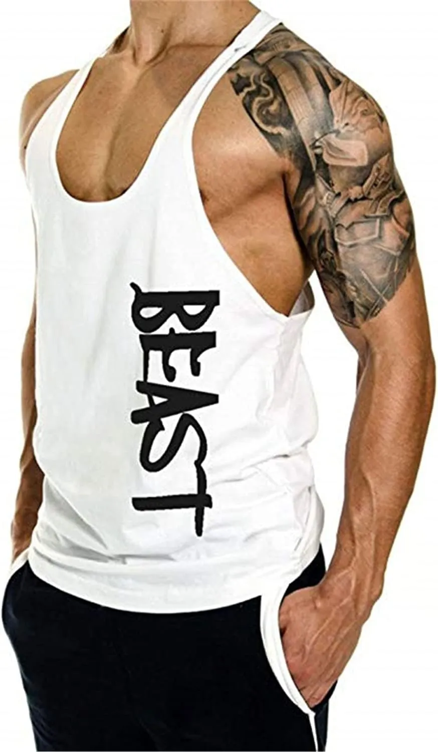 Men's Beast Workout Sport Muscle Tank Tops Gym Bodybuilding Fitness Sleeveless Shirts