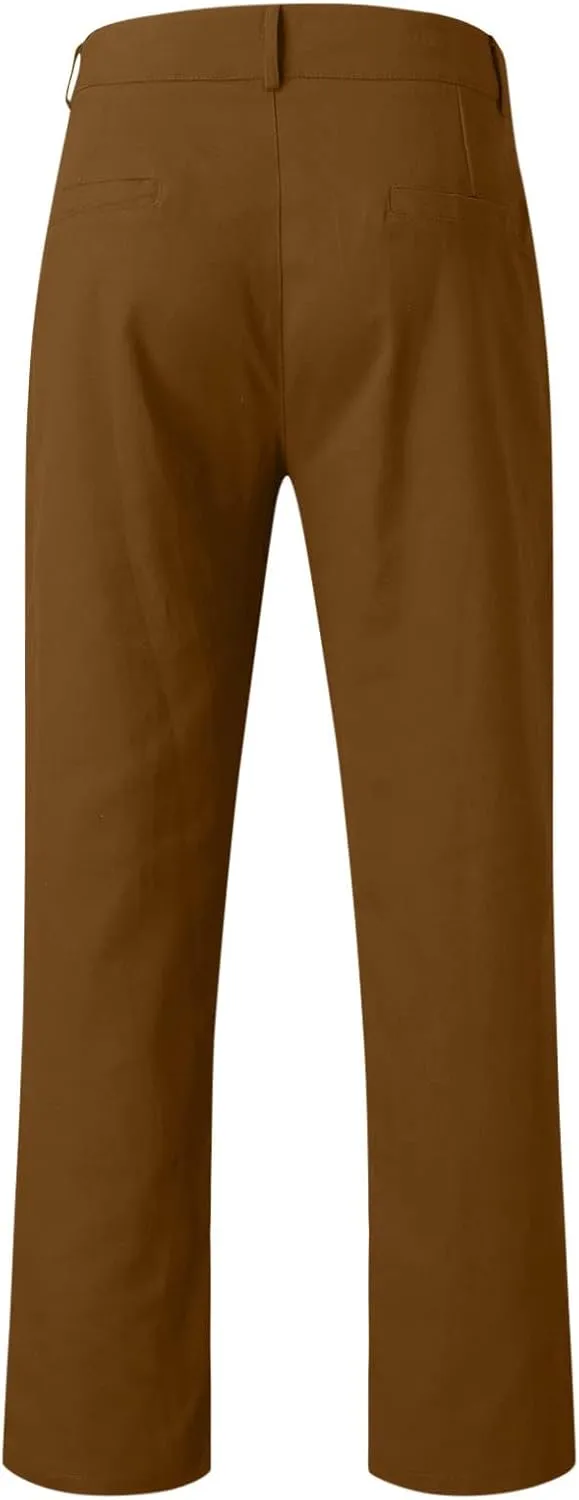 Mens Casual Stretch Dress Pants Slim Fit Solid Color Skinny Long Work Pant Flat-Front Business Golf Dress Chinos Pant