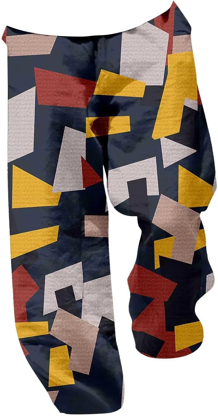 Mens Color Patchwork Casual Trousers Quick Dry Lightweight Outdoor Traveling Beach Pants Holiday Vacation Fashion Streetwear