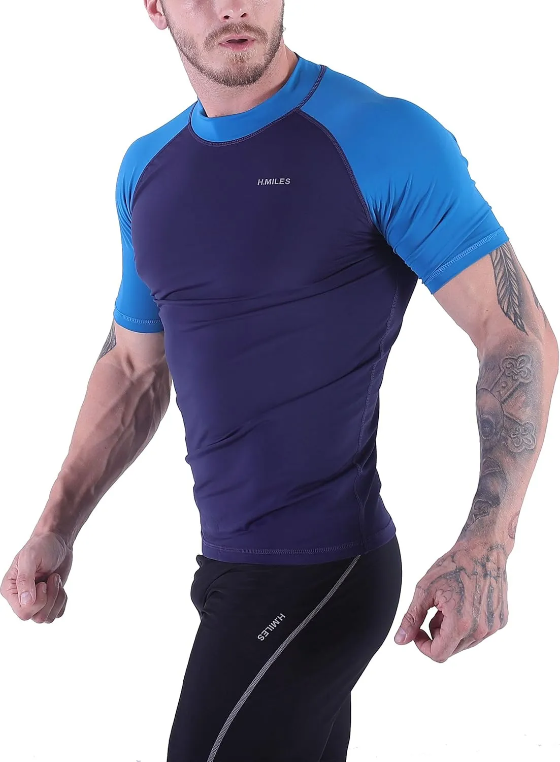 Men's Diving Rash Guard Swim Shirt Loose Fit Athletic Undershirt Quick Dry Surfing Tops UPF 50 