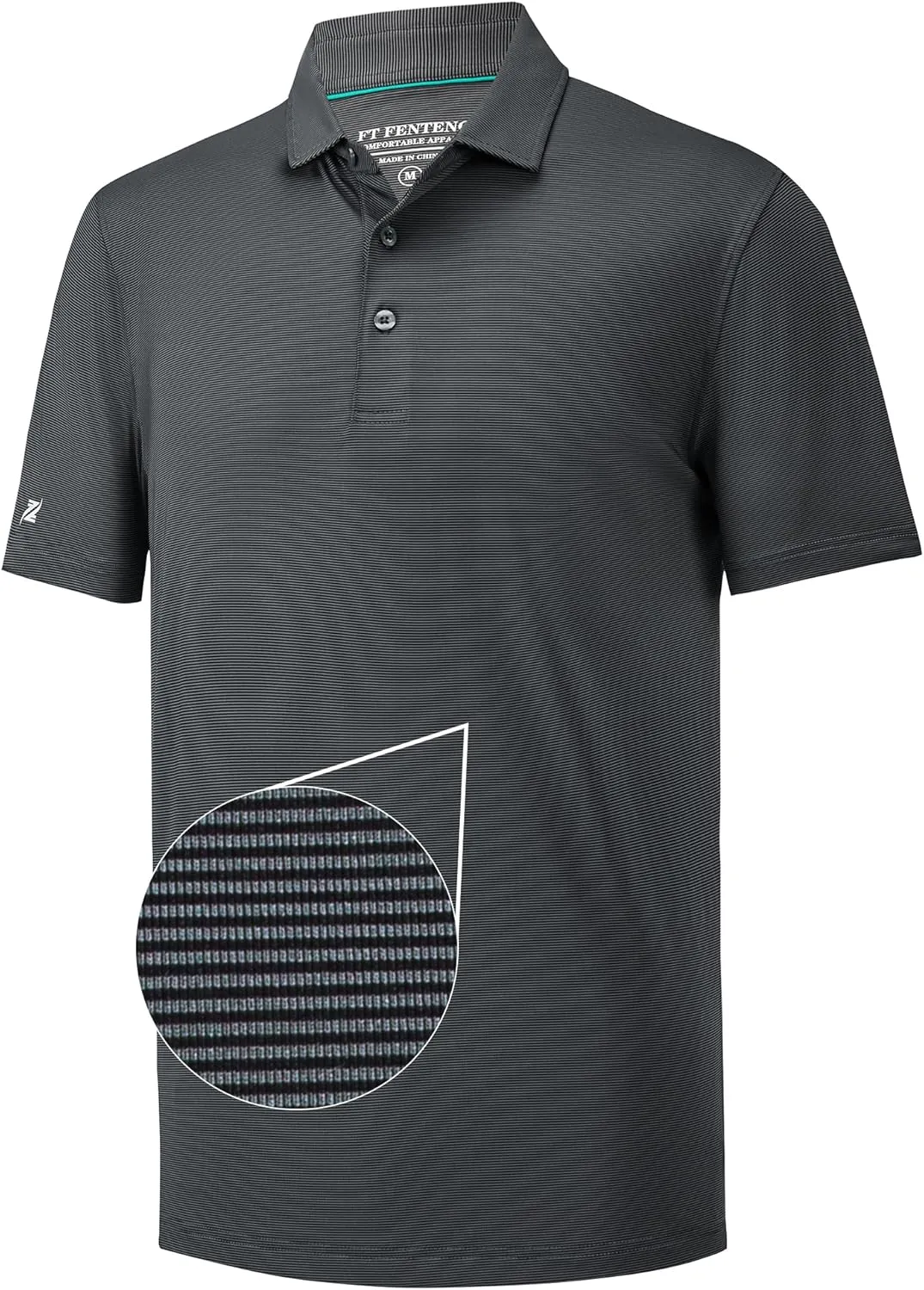 Mens Golf Polo Shirt Moisture Wicking Dry Fit Performance Sport Pin Striped Short Sleeve Golf Shirts for Men