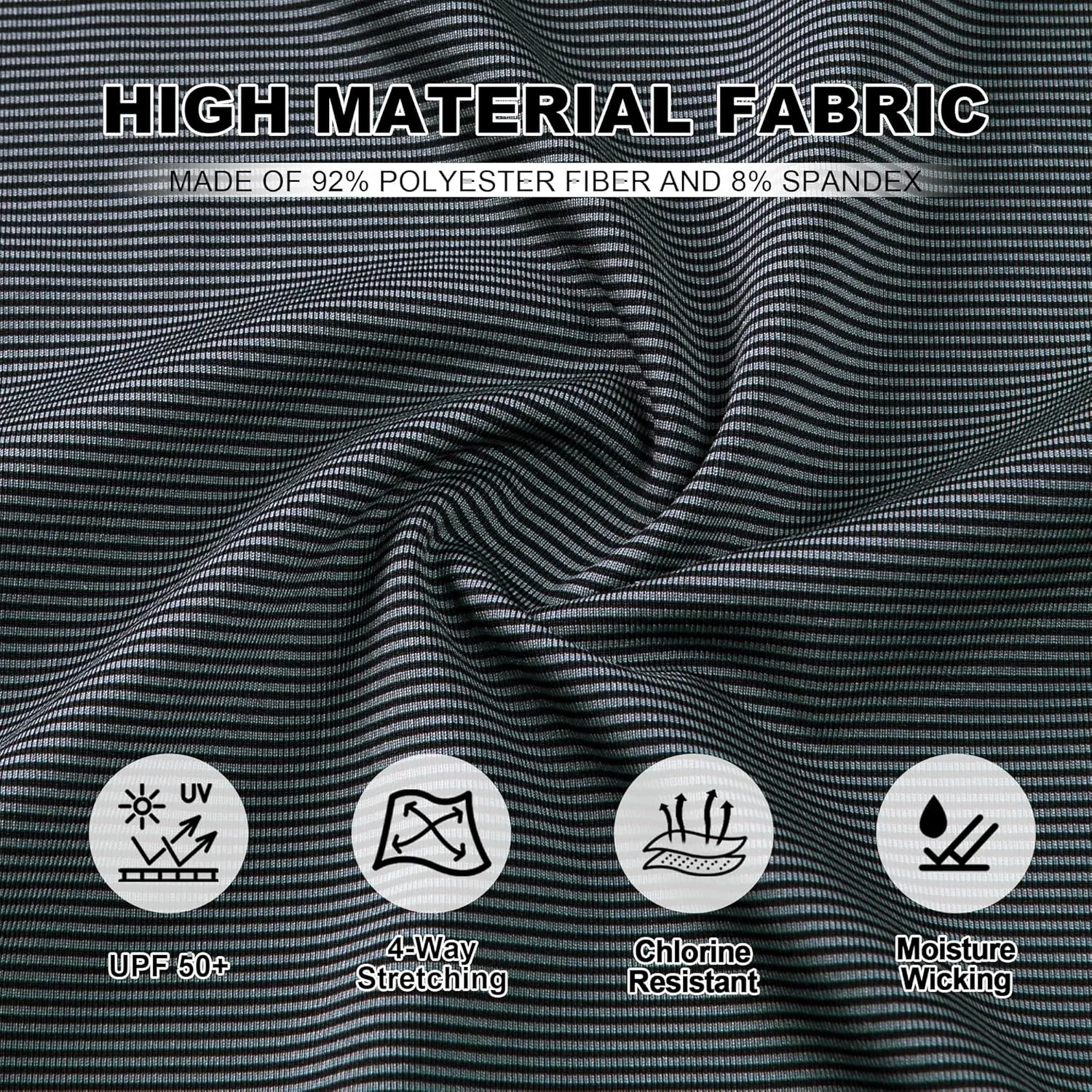Mens Golf Polo Shirt Moisture Wicking Dry Fit Performance Sport Pin Striped Short Sleeve Golf Shirts for Men