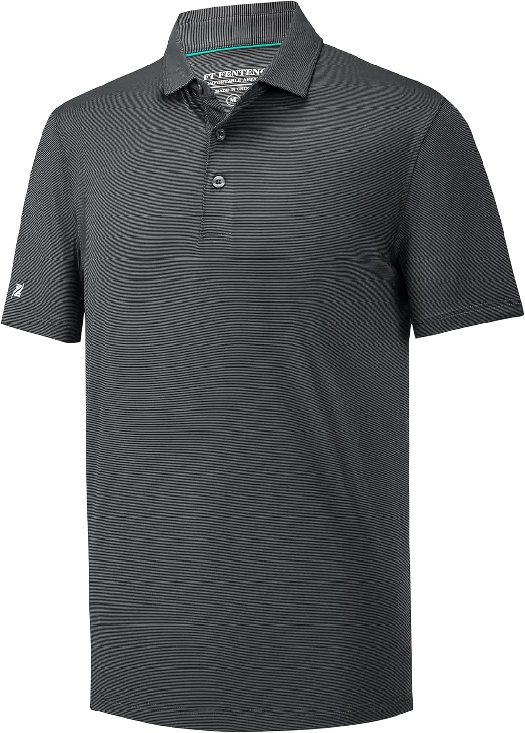 Mens Golf Polo Shirt Moisture Wicking Dry Fit Performance Sport Pin Striped Short Sleeve Golf Shirts for Men