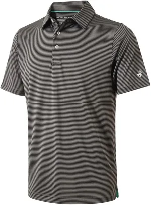Mens Golf Shirt Moisture Wicking Dry Fit Performance Sport Short Sleeve Striped Golf Polo Shirts for Men