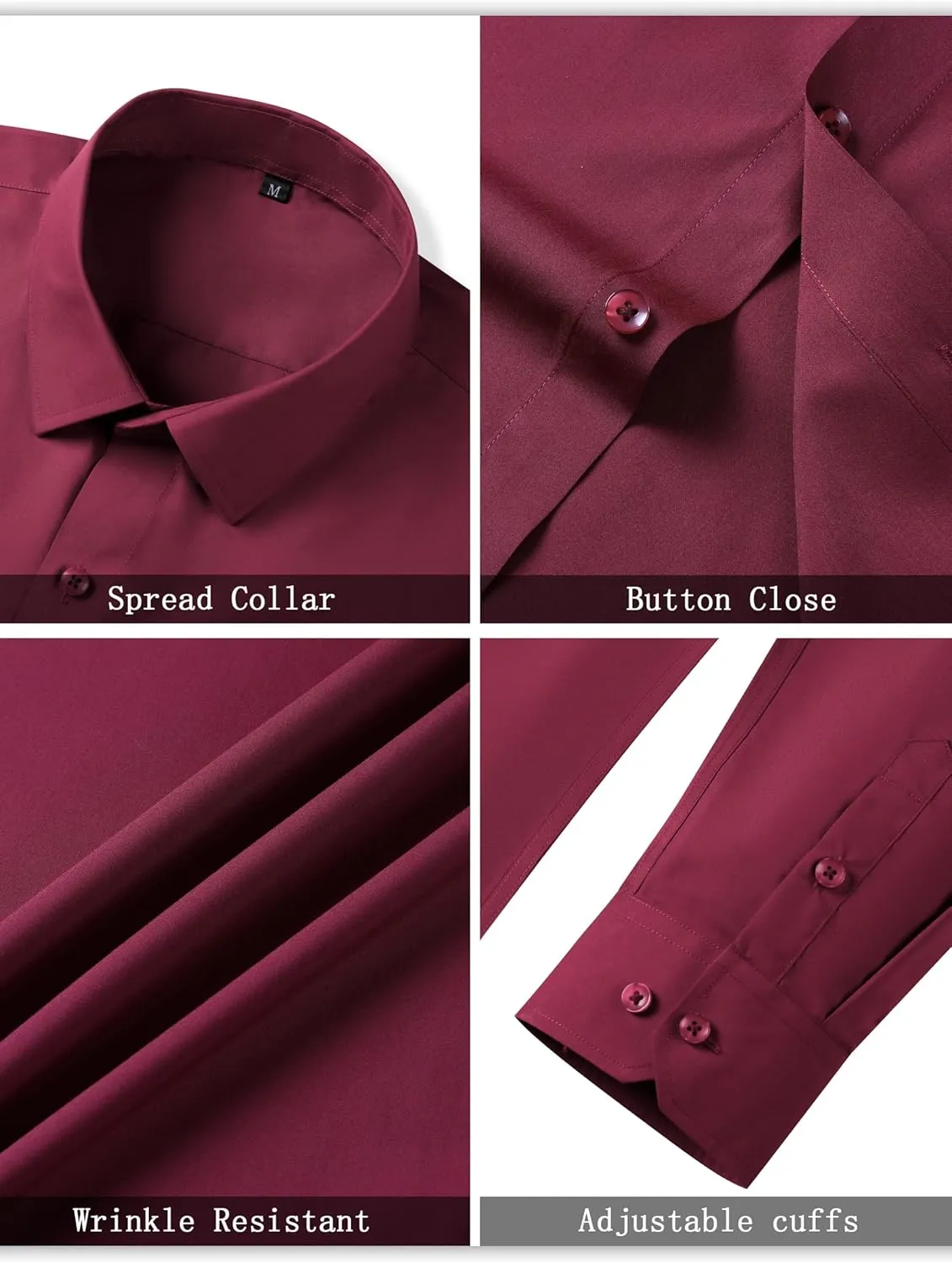 Mens Grade 3.5 Wrinkle-Resistant Dress Shirts Men's Long Sleeve Button Down Work Shirt for Men