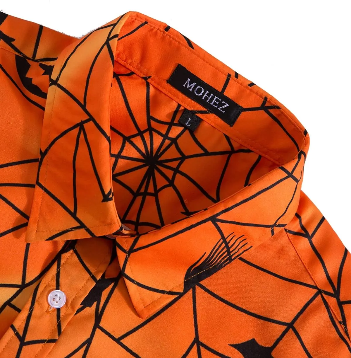 Mens Halloween Shirt Long Sleeve Ugly Pumpkin Casual Button Down Dress Shirts Adult Costume