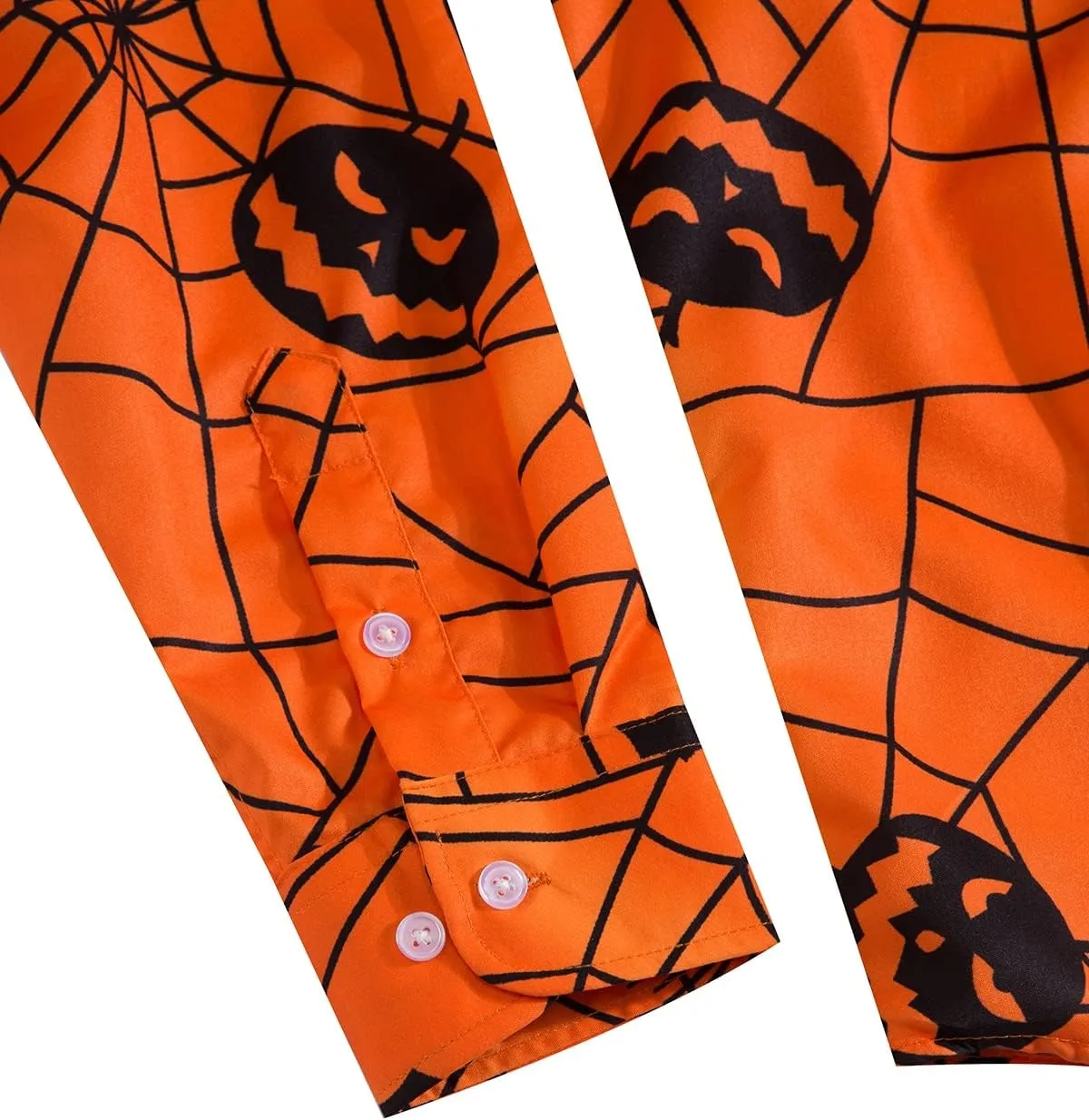 Mens Halloween Shirt Long Sleeve Ugly Pumpkin Casual Button Down Dress Shirts Adult Costume
