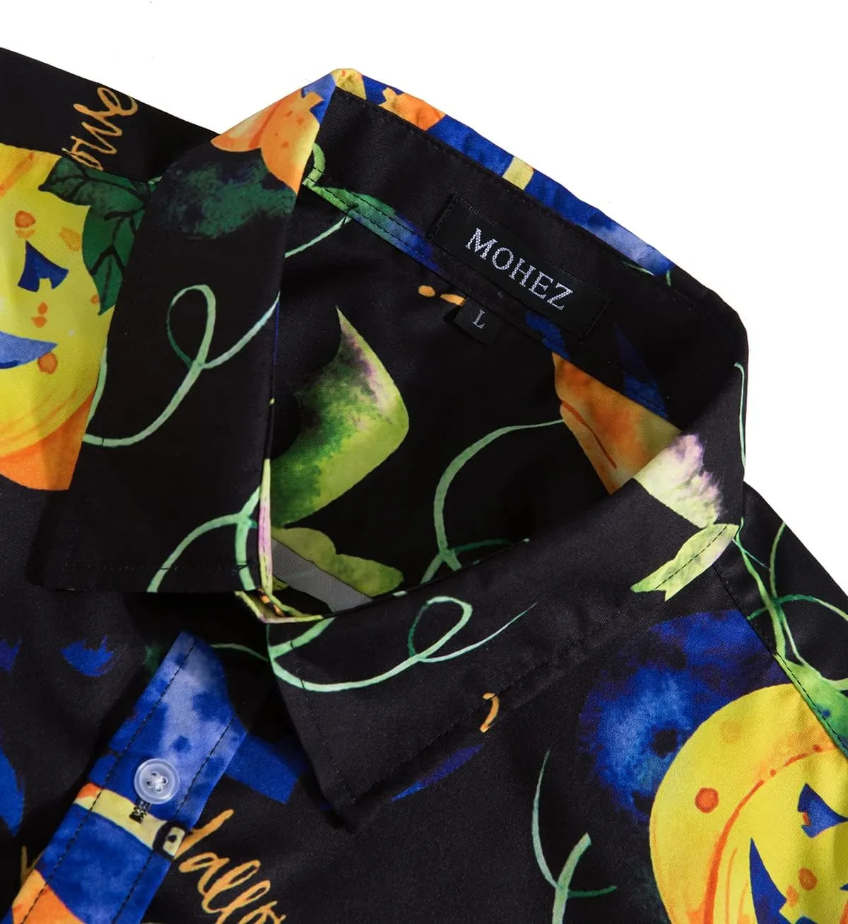 Mens Halloween Shirt Long Sleeve Ugly Pumpkin Casual Button Down Dress Shirts Adult Costume